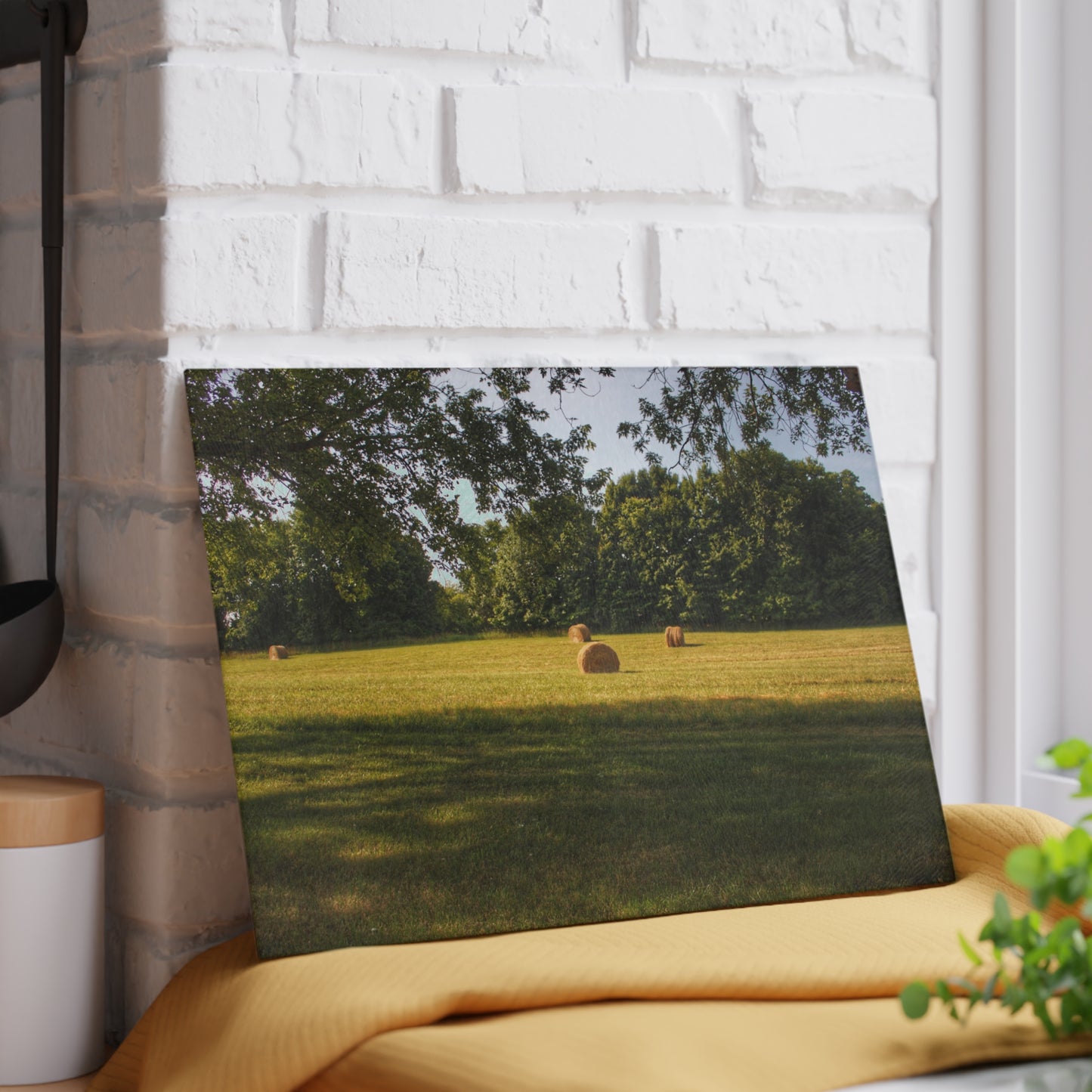 Barn Boutique Rustic Tempered-Glass Cutting Board| Summer Hay Bales I