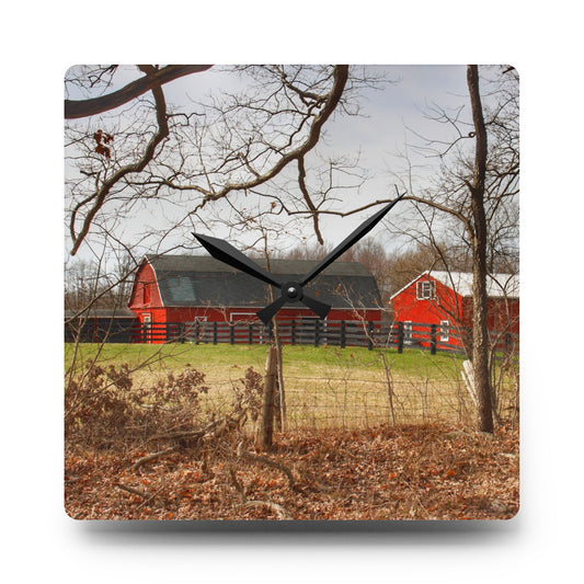 Hidden Hosner Reds Rustic Farmhouse Acrylic Analog Wall Clock 10.75'' × 10.75'' (Square)
