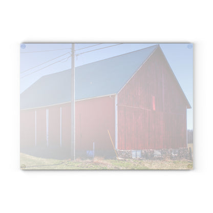U R There Photography Imlay City Road Red II Rustic Farmhouse Tempered-Glass Cutting Board