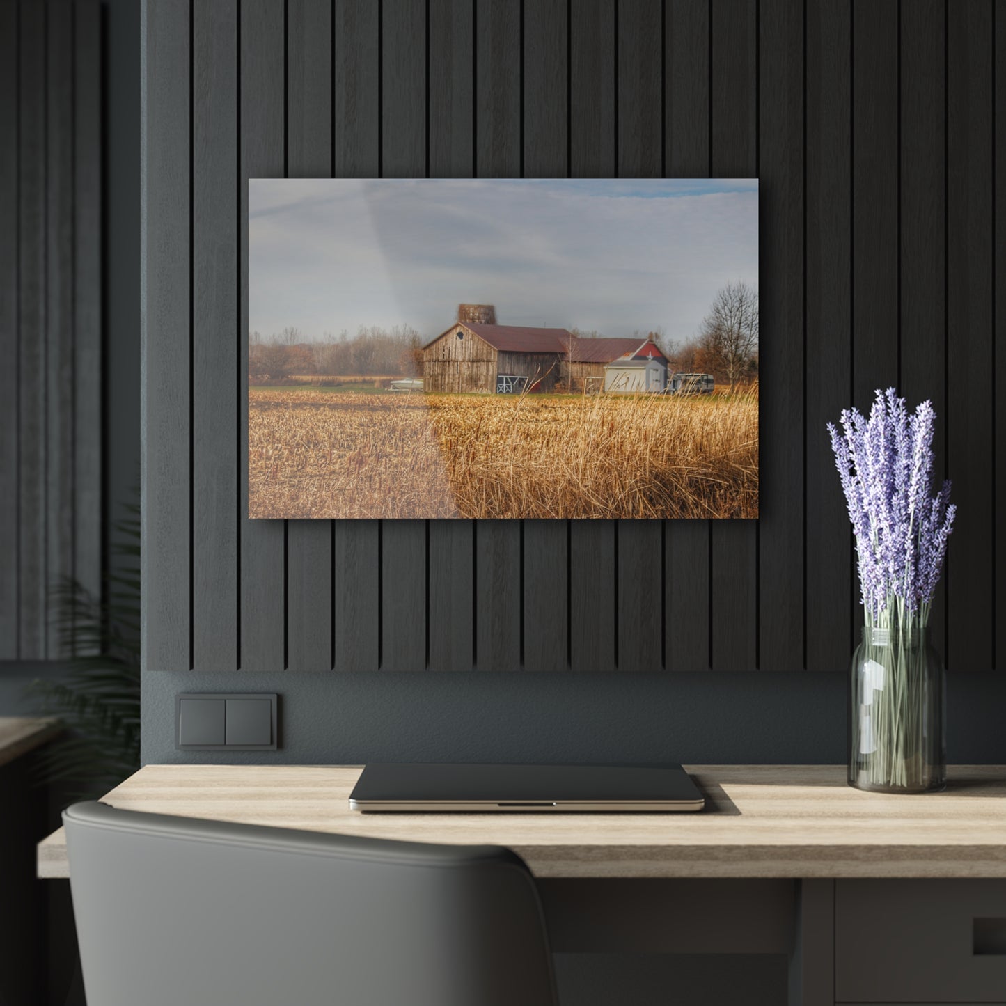 U R There Photography North Center Road Grey Rustic Farmhouse Acrylic Wall Print