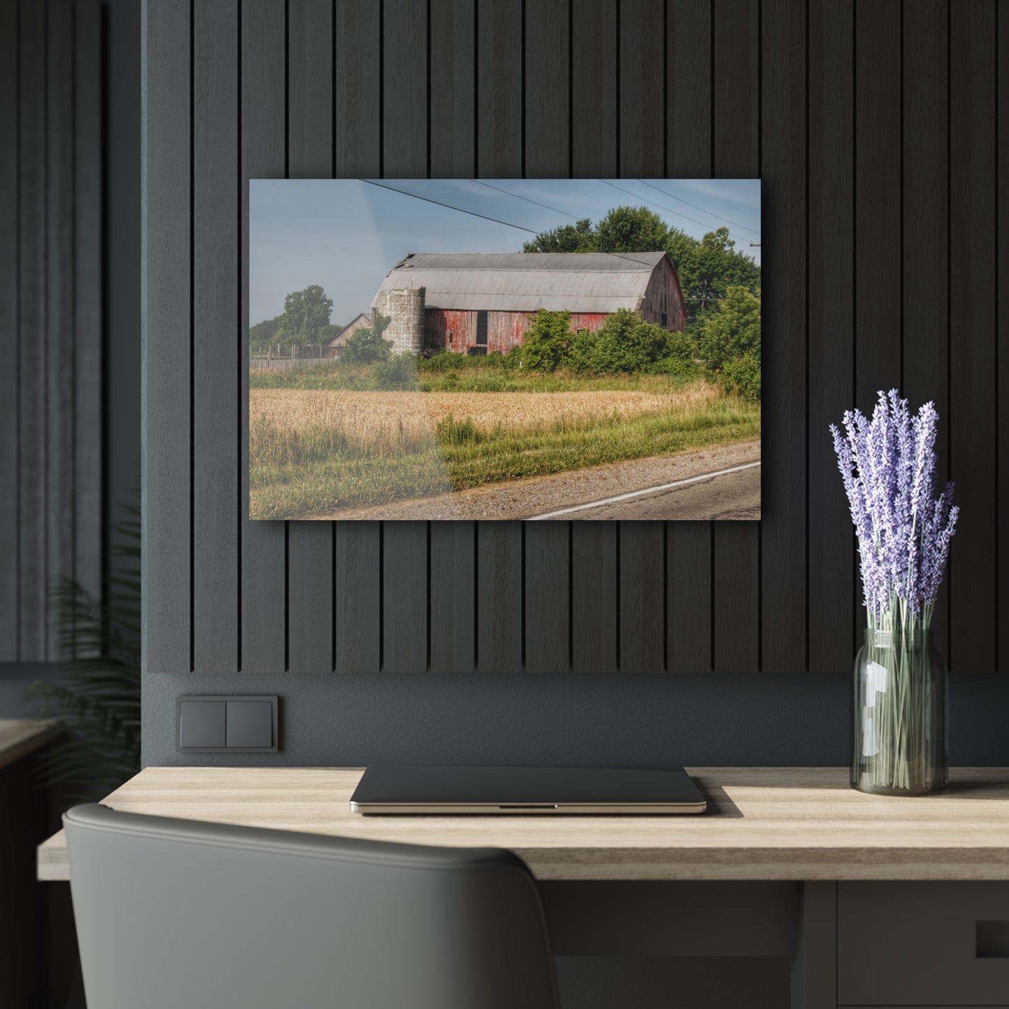 U R There Photography Dodge Road Old Red Rustic Farmhouse Acrylic Wall Print