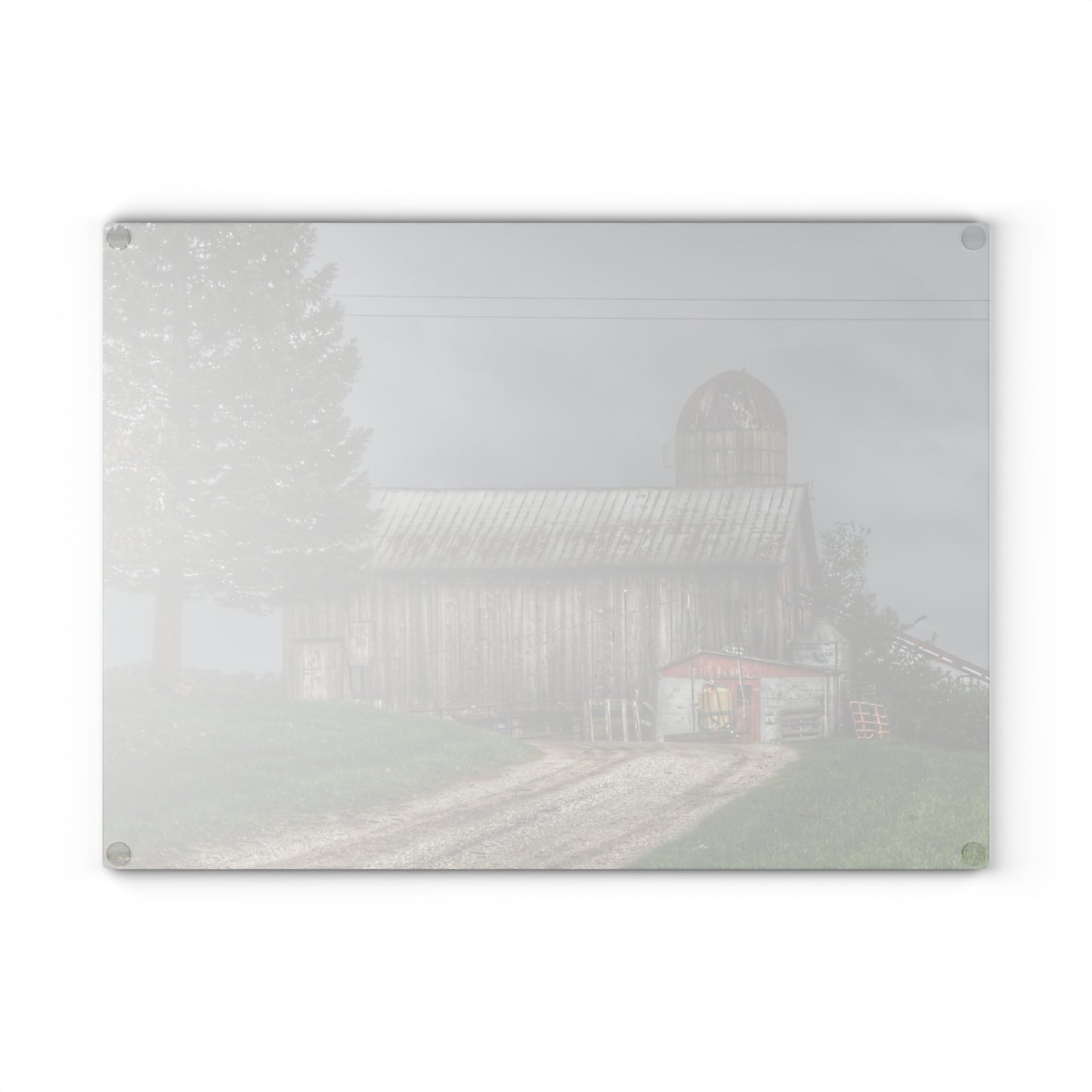 U R There Photography North Lake Road Grey Rustic Farmhouse Tempered-Glass Cutting Board