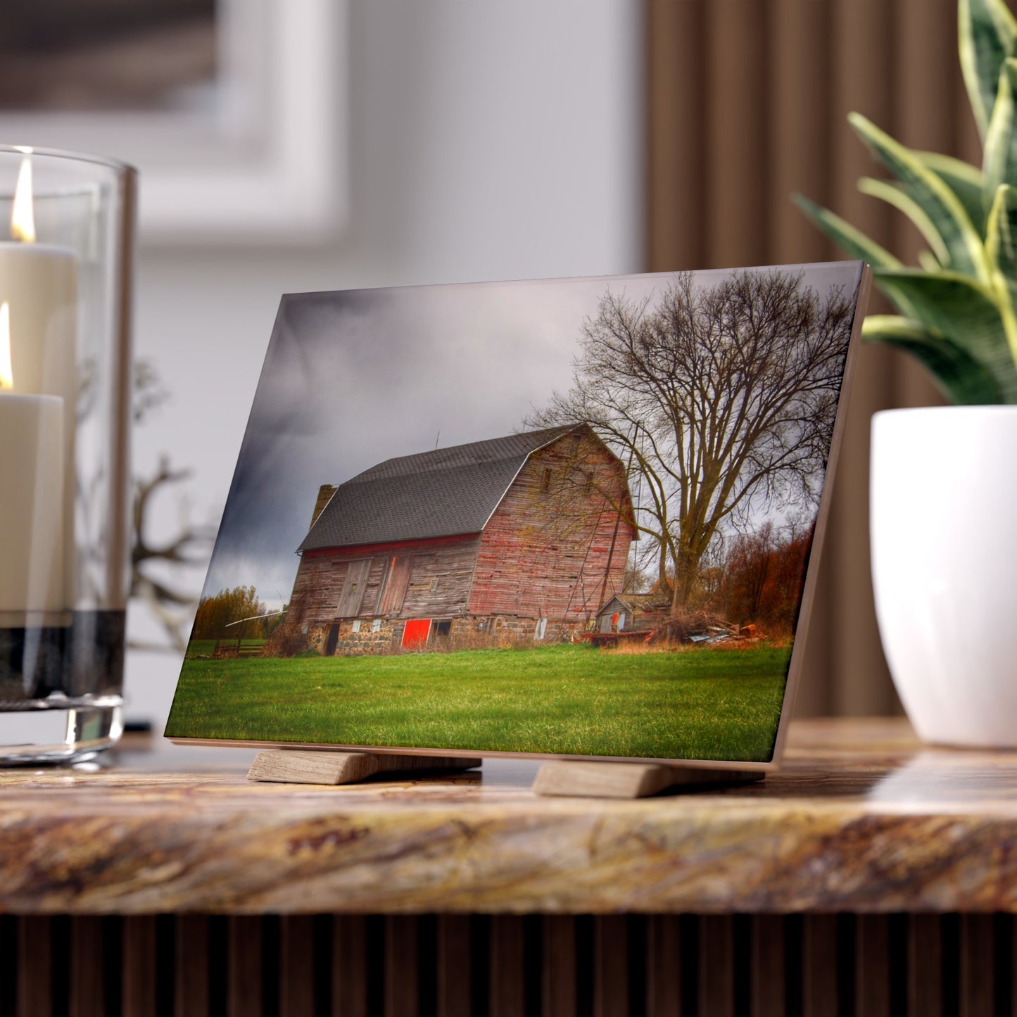 Ashley Drive Fieldstone Red Rustic Farmhouse Decorative Ceramic Tile 6" × 8" Glossy
