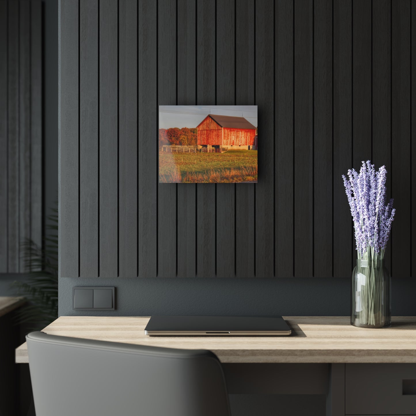 U R There Photography Lake Pleasant Corral Red II Rustic Farmhouse Acrylic Wall Print