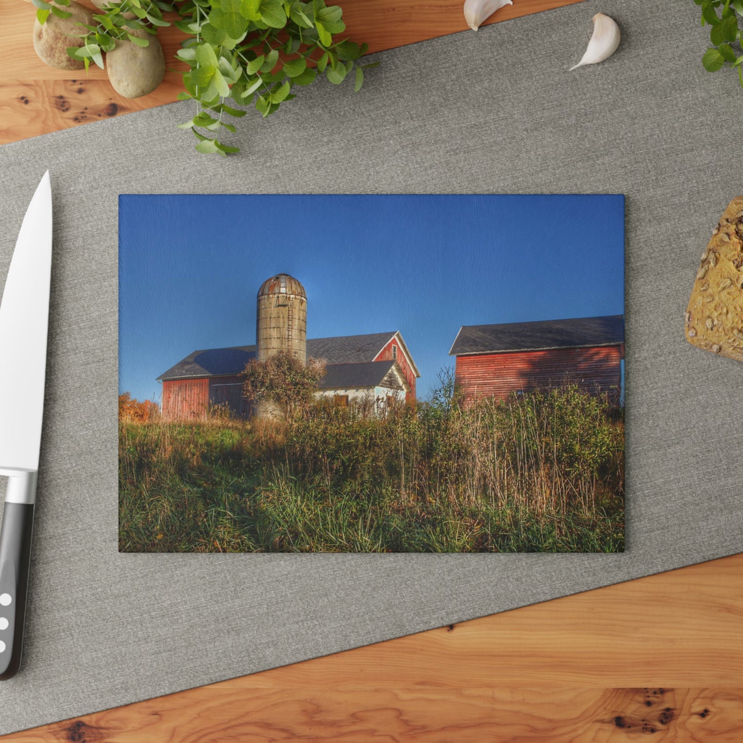 U R There Photography Clarkston Road Red II Rustic Farmhouse Tempered-Glass Cutting Board
