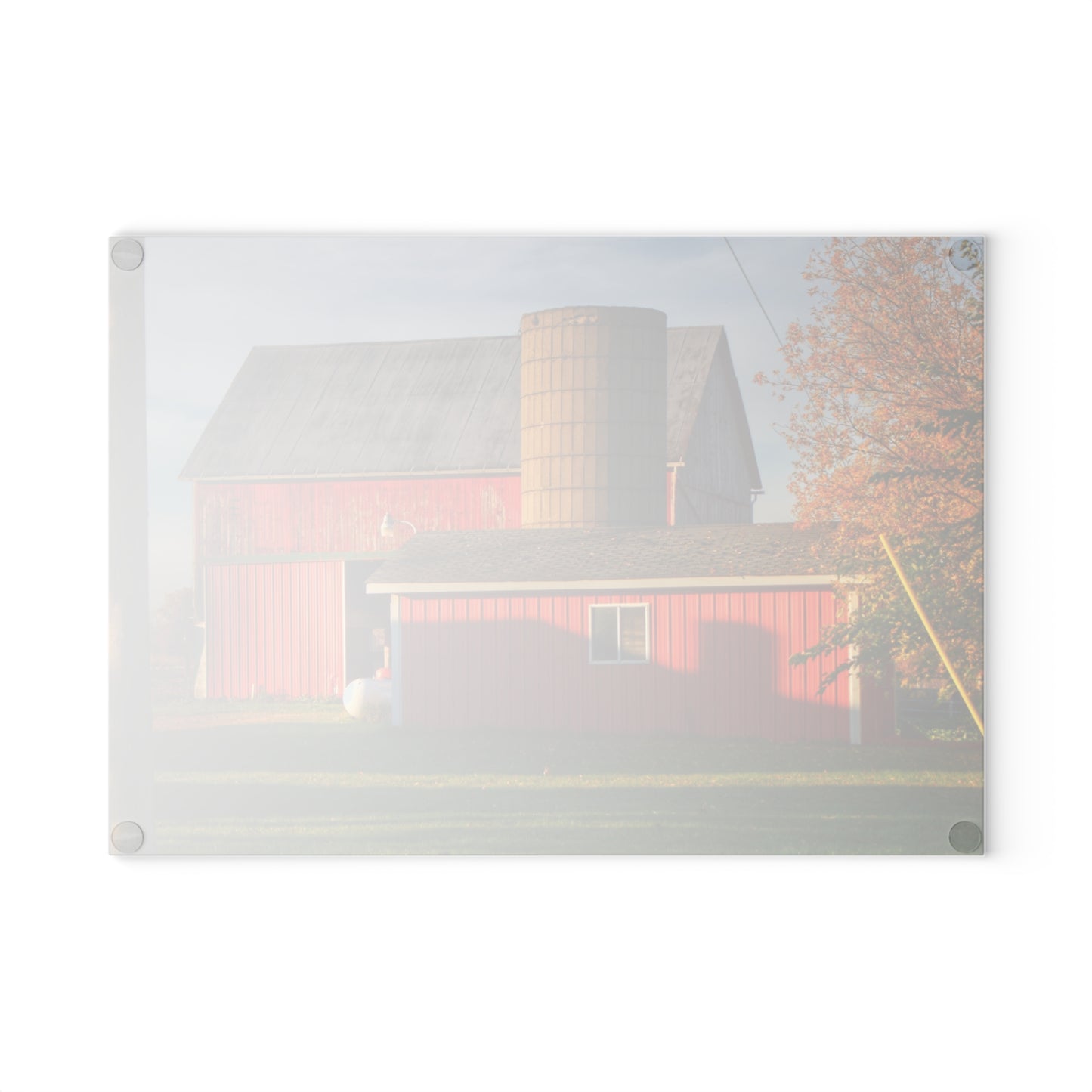 U R There Photography Peck Road Reds Rustic Farmhouse Tempered-Glass Cutting Board
