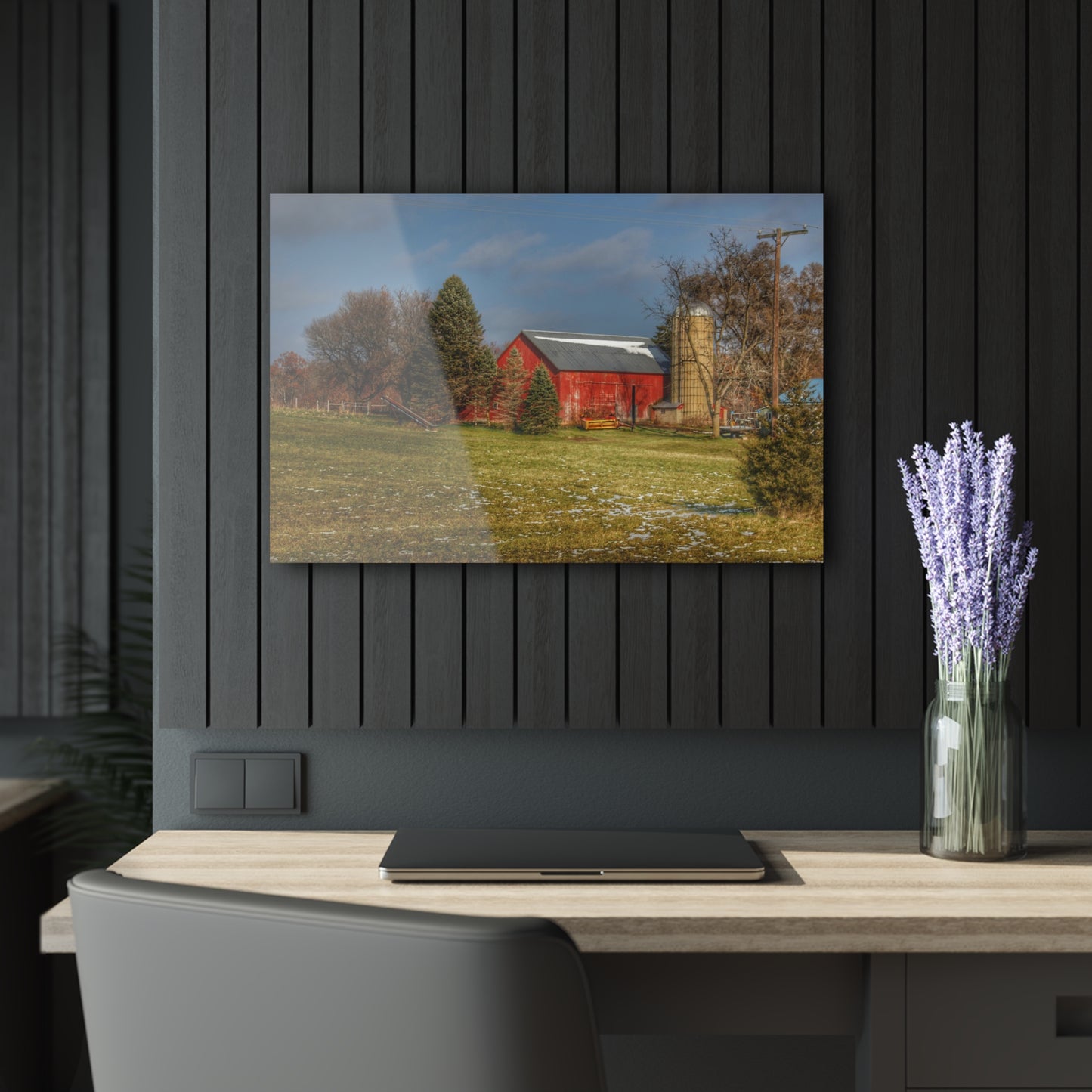 U R There Photography Columbiaville Road Red I Rustic Farmhouse Acrylic Wall Print