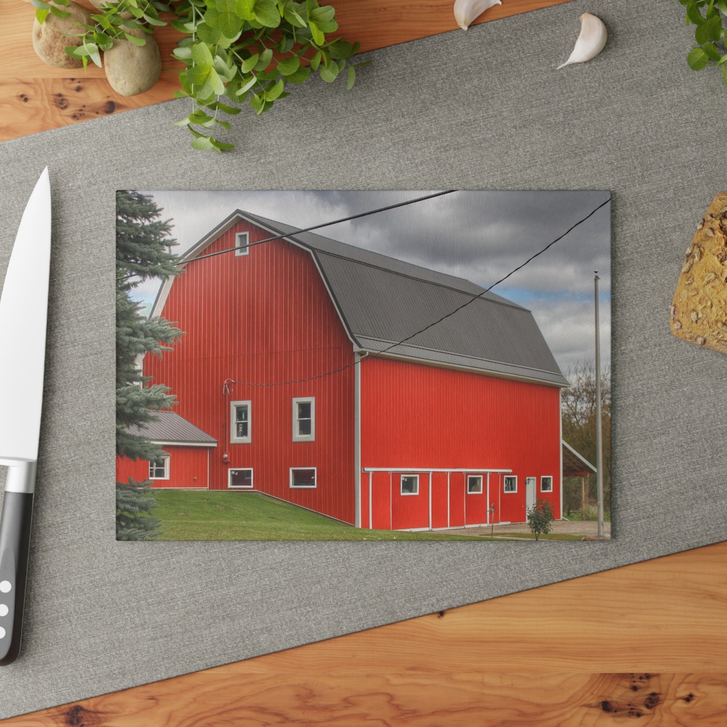 U R There Photography Connell Road Modern Red Rustic Farmhouse Tempered-Glass Cutting Board