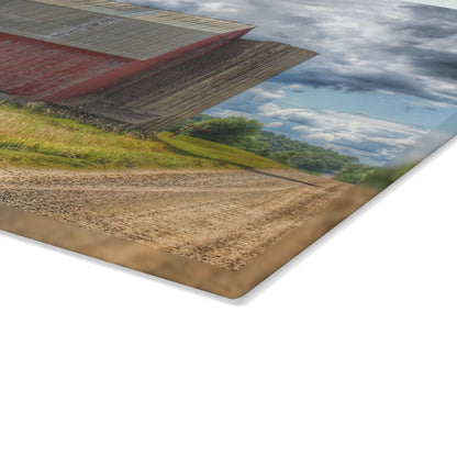 U R There Photography Haines Road Red Rustic Farmhouse Tempered-Glass Cutting Board