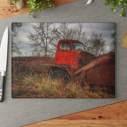 U R There Photography North Gates Road Rusted Red Rustic Farmhouse Tempered-Glass Cutting Board