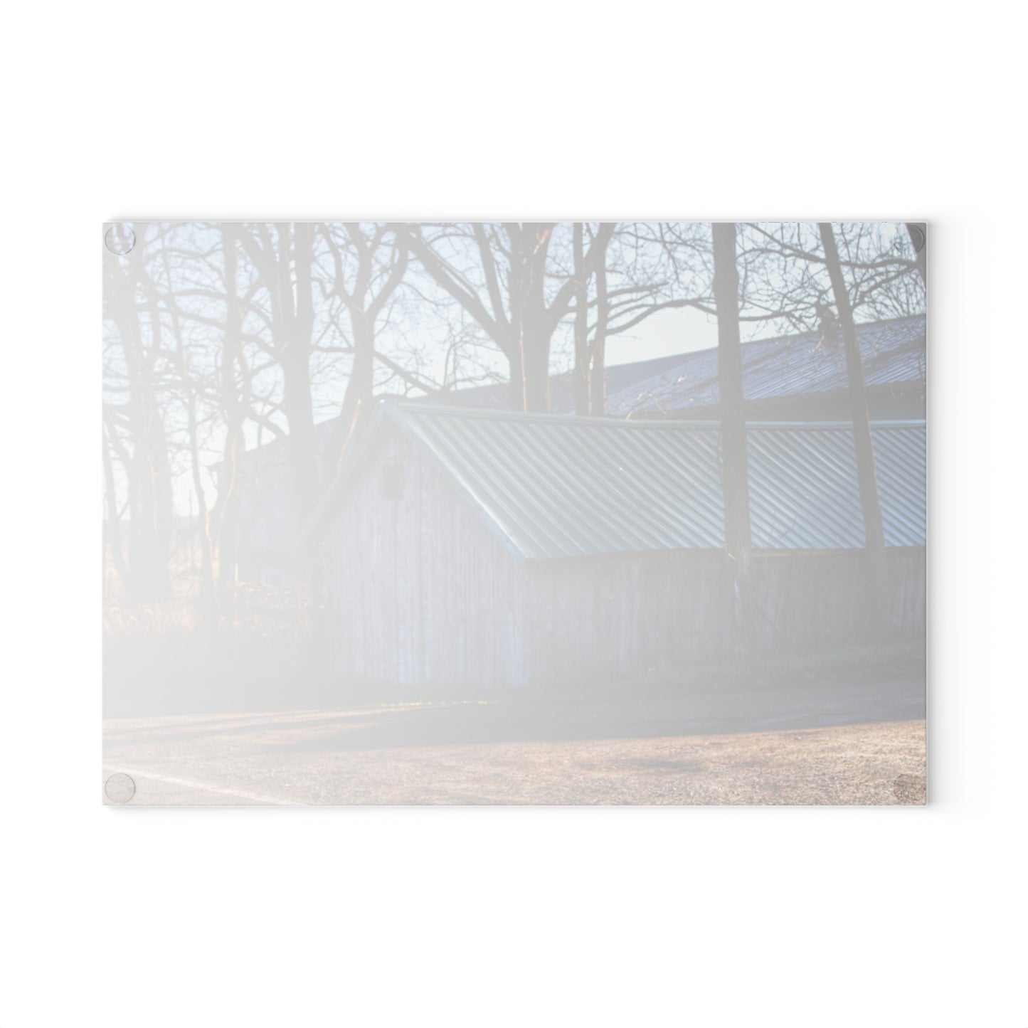 U R There Photography Baldwin Roadside Shack Rustic Farmhouse Tempered-Glass Cutting Board