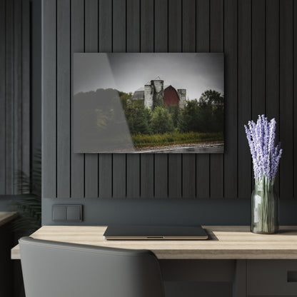 U R There Photography Castle Road Red and Silos in the Rain Rustic Farmhouse Acrylic Wall Print