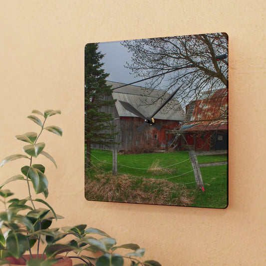 U R There Photography Dodge Road Forgotten Greys Rustic Farmhouse Acrylic Analog Wall Clock
