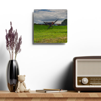 Rustic Farmhouse Wall Clock featuring Across the Field in Kingston