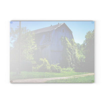 U R There Photography Dryden Road Grey Rustic Farmhouse Tempered-Glass Cutting Board