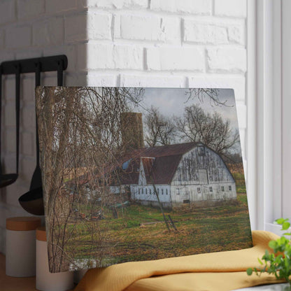U R There Photography Otter Lake Road White Rustic Farmhouse Tempered-Glass Cutting Board