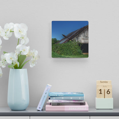 U R There Photography Grey Shack of Millington Rustic Farmhouse Acrylic Analog Wall Clock