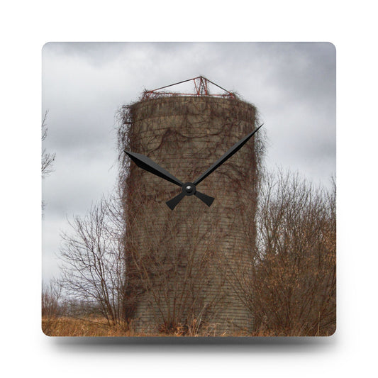 West Barnes Lake Silo Rustic Farmhouse Acrylic Analog Wall Clock 10.75'' × 10.75'' (Square)