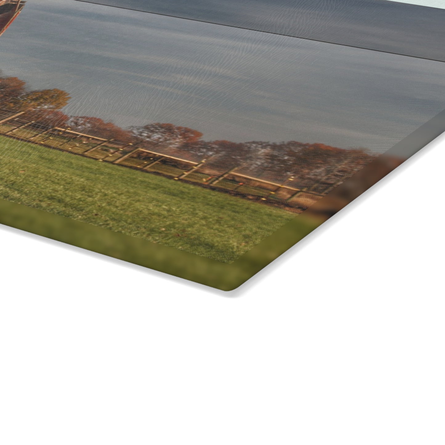 U R There Photography Marathon Road Red Cow Barn Rustic Farmhouse Tempered-Glass Cutting Board