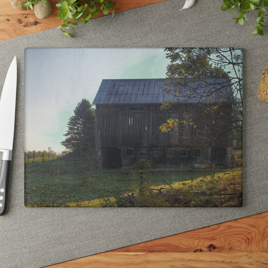 U R There Photography Summers Road Old Grey Rustic Farmhouse Tempered-Glass Cutting Board