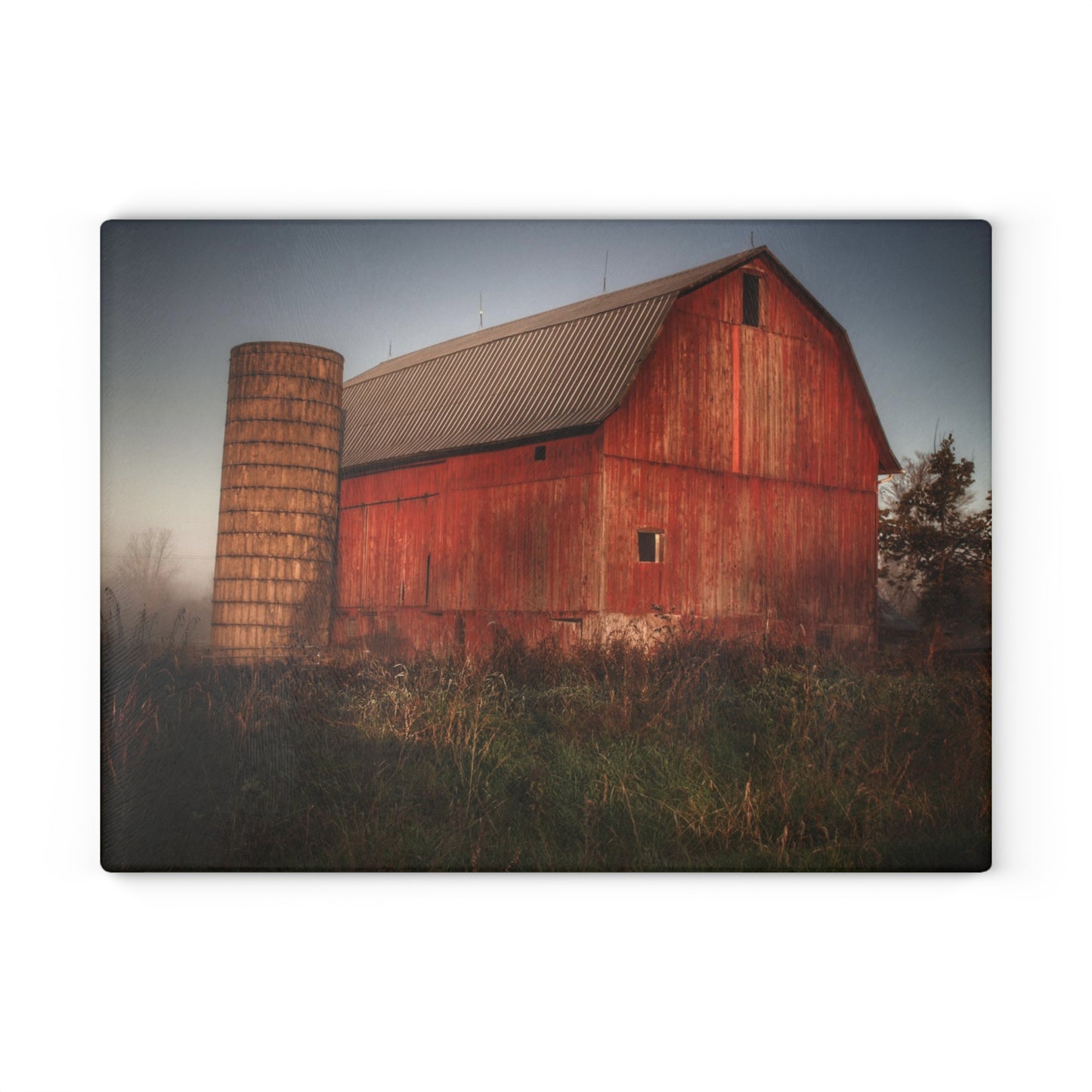 U R There Photography Columbiaville Red II Rustic Farmhouse Tempered-Glass Cutting Board
