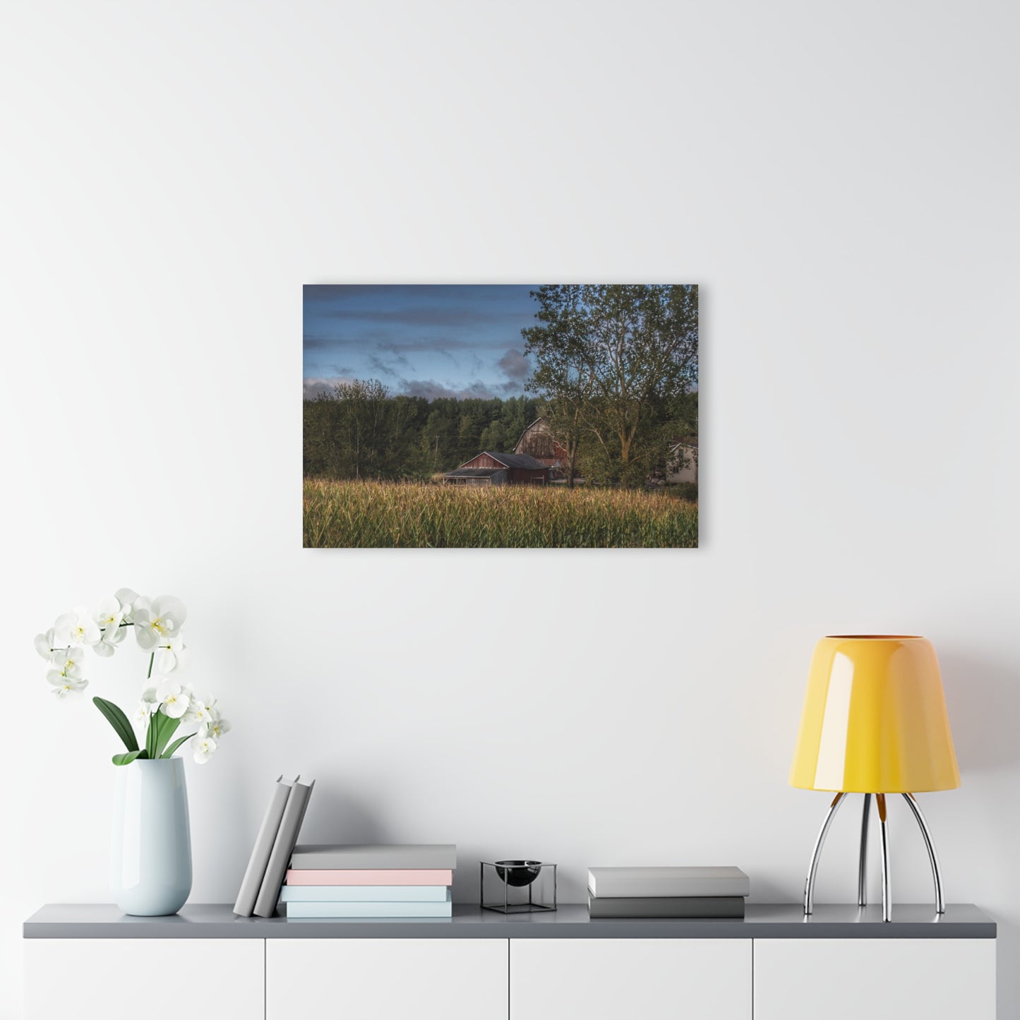 U R There Photography West Oregon Road Hidden Red II Rustic Farmhouse Acrylic Wall Print