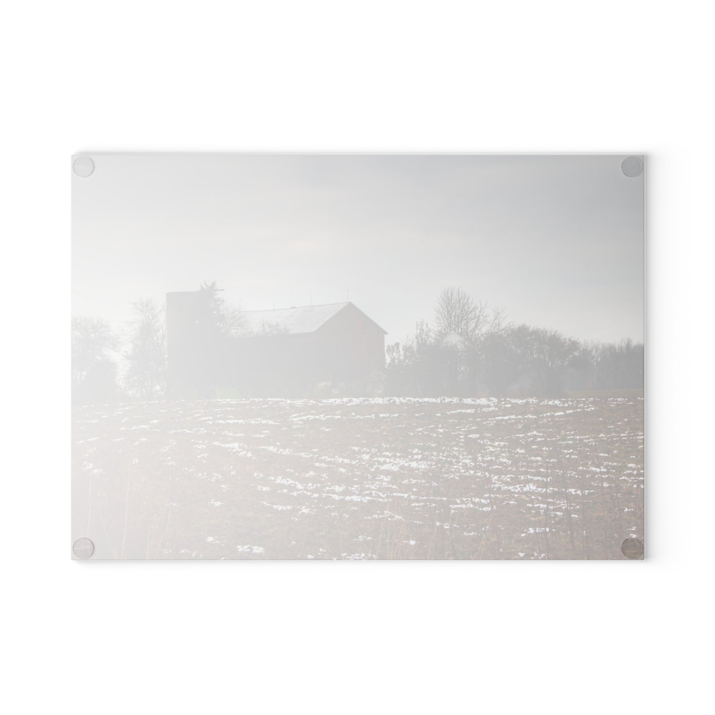 U R There Photography Brook Road Red Rustic Farmhouse Tempered-Glass Cutting Board