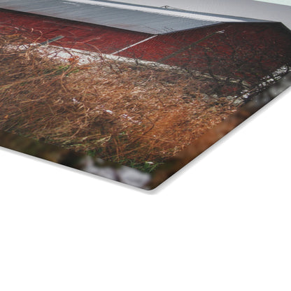 U R There Photography Noble Road Red Rustic Farmhouse Tempered-Glass Cutting Board