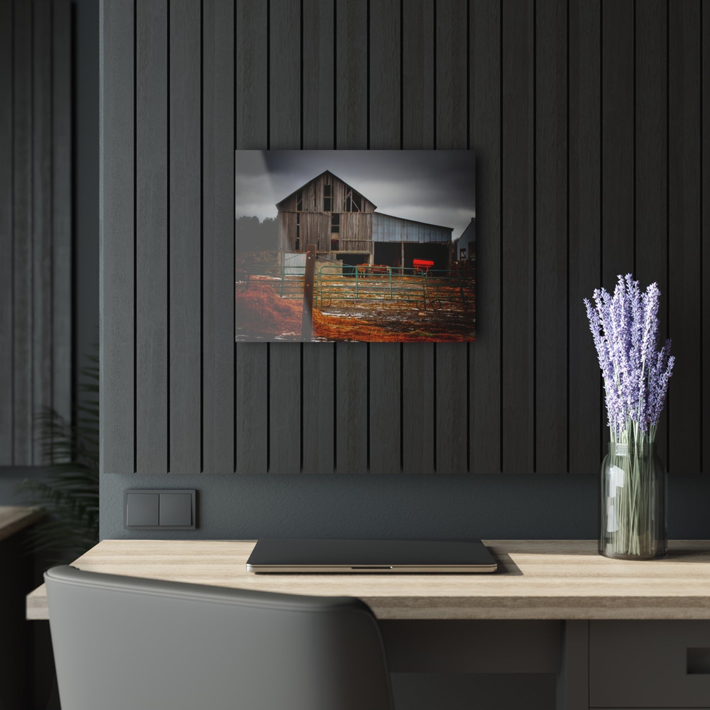 U R There Photography Chapman Road Grey II Rustic Farmhouse Acrylic Wall Print