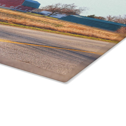 U R There Photography Baldwin Barn Brothers II Rustic Farmhouse Tempered-Glass Cutting Board