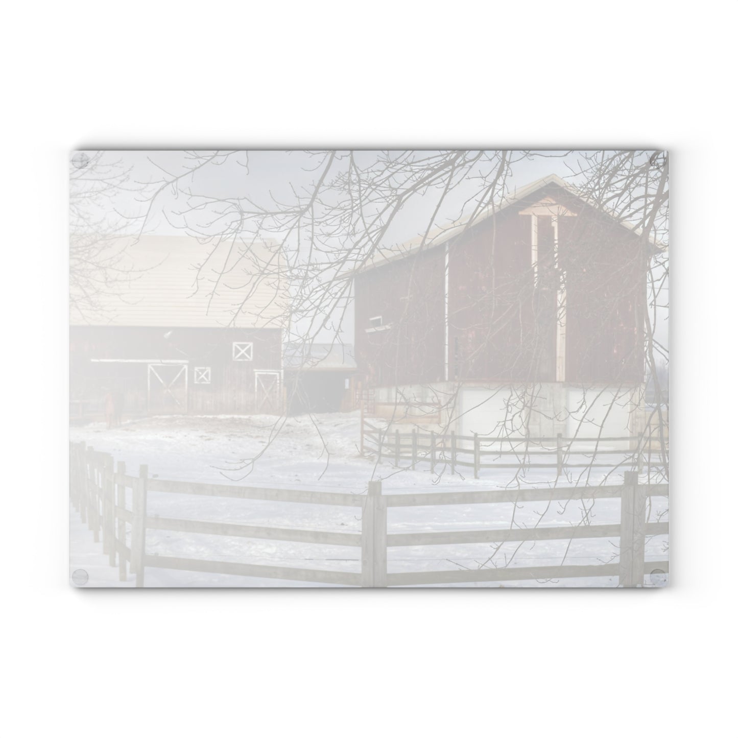 U R There Photography Ebeling Brown Rustic Farmhouse Tempered-Glass Cutting Board