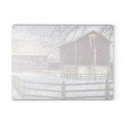 U R There Photography Ebeling Brown Rustic Farmhouse Tempered-Glass Cutting Board