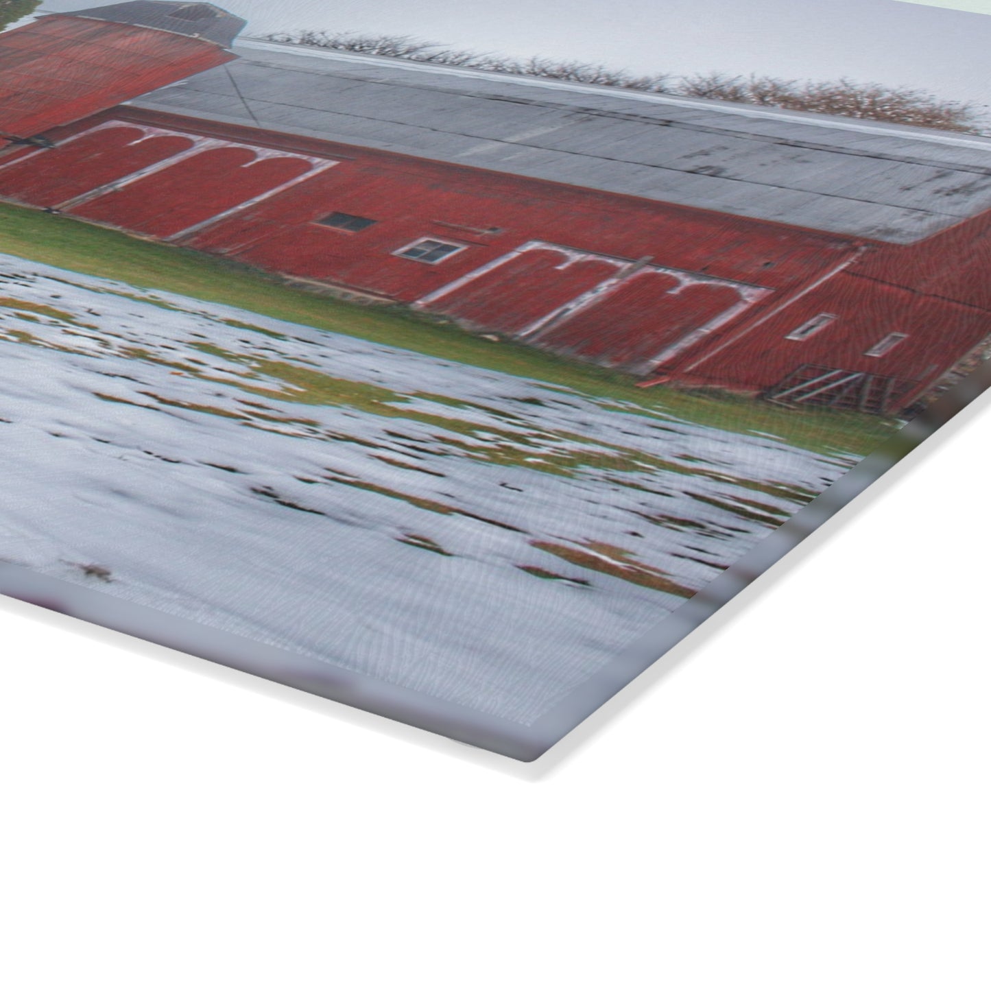 U R There Photography Holmes Road Red II Rustic Farmhouse Tempered-Glass Cutting Board