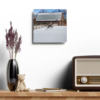 U R There Photography Morgan Lanes Cedar Shack Barn Rustic Farmhouse Acrylic Analog Wall Clock