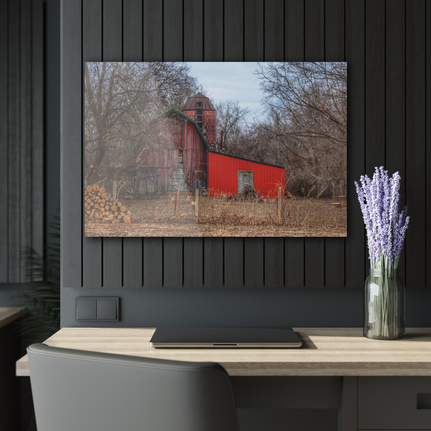 U R There Photography Bray Road Hidden Barnyard Red I Rustic Farmhouse Acrylic Wall Print
