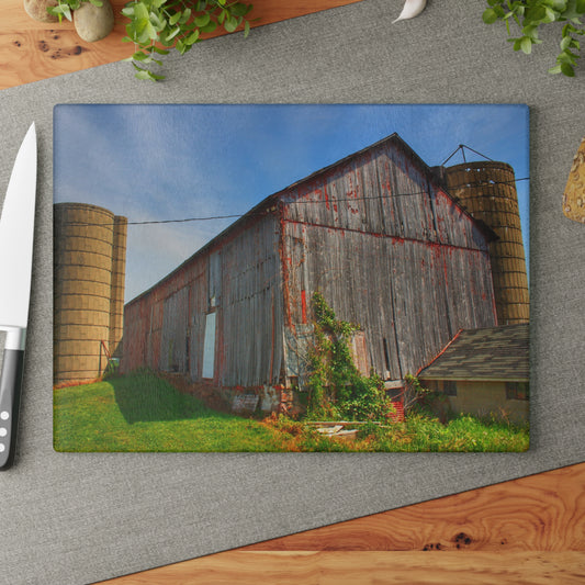 U R There Photography Marlette Red II Rustic Farmhouse Tempered-Glass Cutting Board