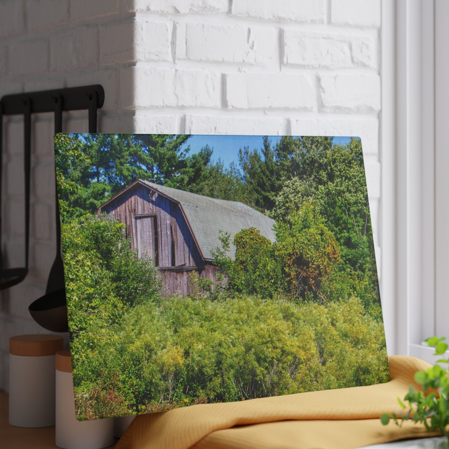 U R There Photography Saginaw Road Hidden Grey Rustic Farmhouse Tempered-Glass Cutting Board