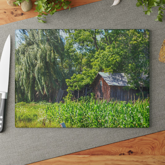 U R There Photography Roadside Ruin Rustic Farmhouse Tempered-Glass Cutting Board