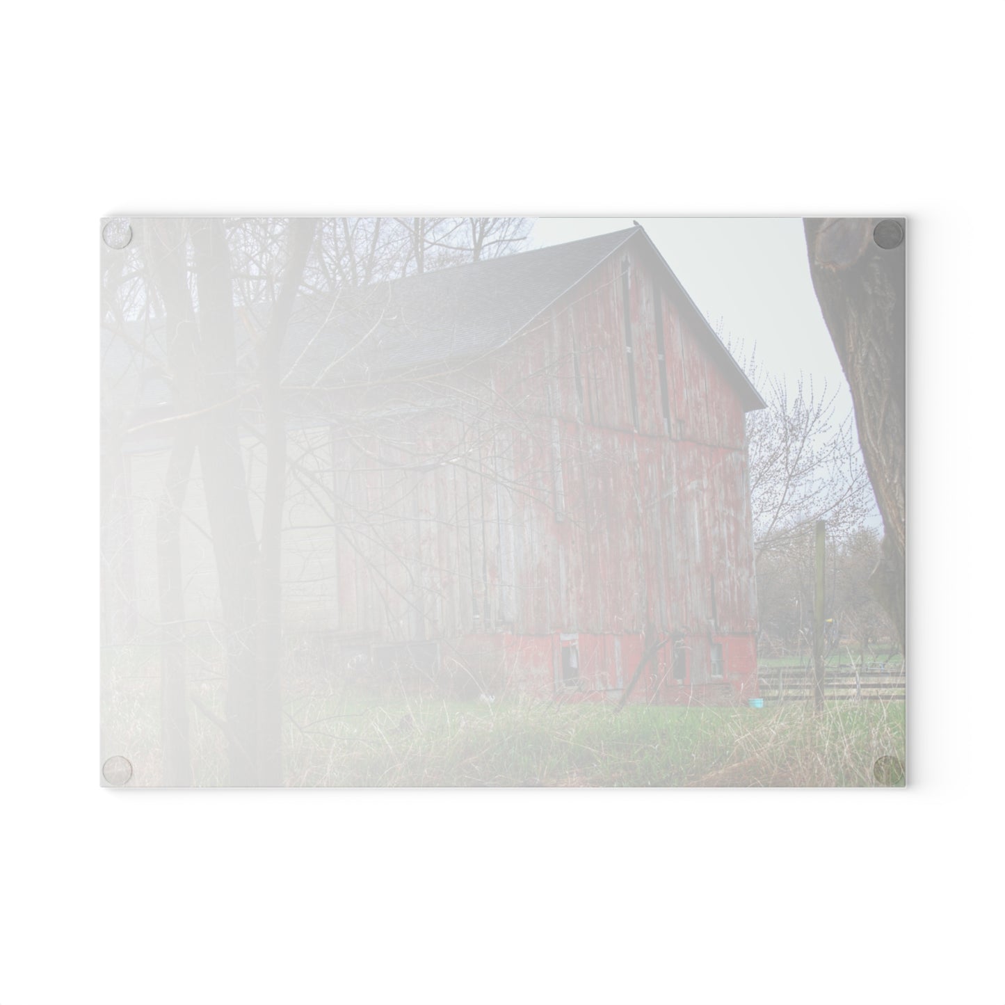 U R There Photography Lake George Red I Rustic Farmhouse Tempered-Glass Cutting Board