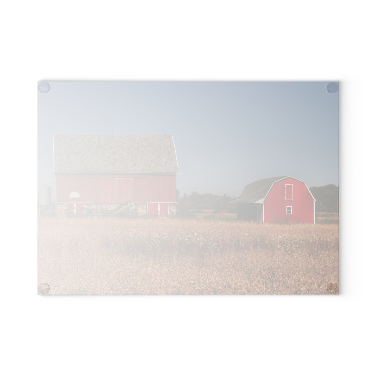 U R There Photography Brown City Wellman Line Road Reds Rustic Farmhouse Tempered-Glass Cutting Board