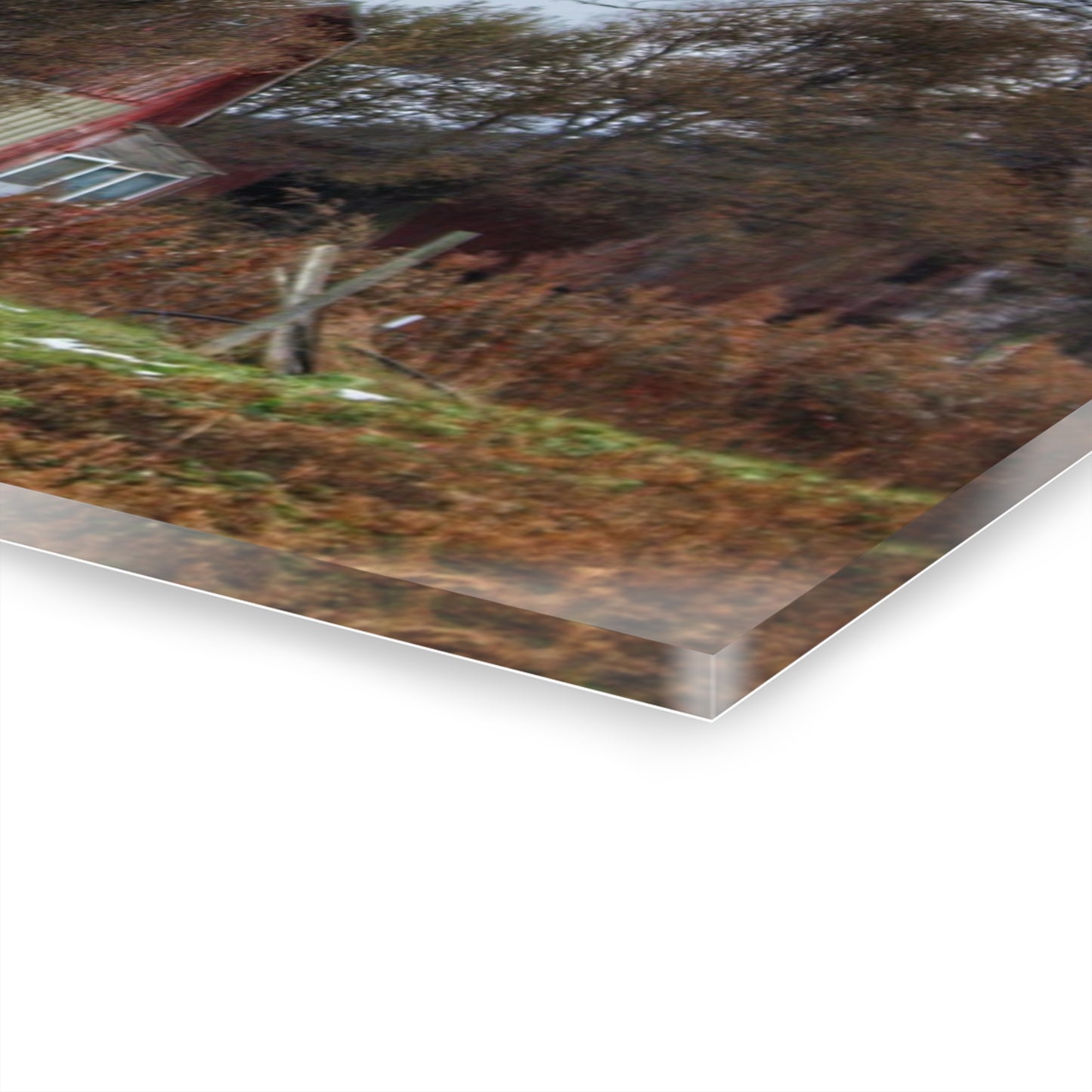 U R There Photography Dryden Road Reds and Playscape Rustic Farmhouse Acrylic Wall Print