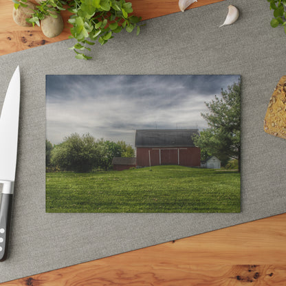 U R There Photography Kings Mill Red I Rustic Farmhouse Tempered-Glass Cutting Board