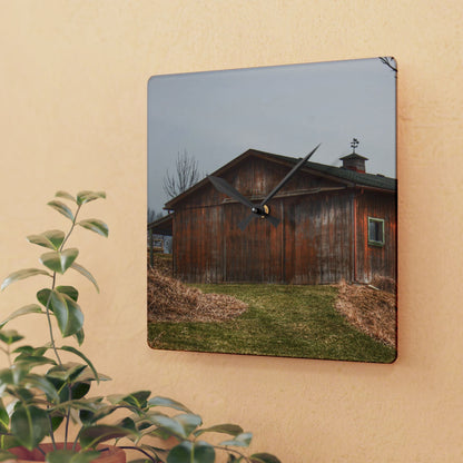 U R There Photography Blood Road Rusted Rustic Farmhouse Acrylic Analog Wall Clock