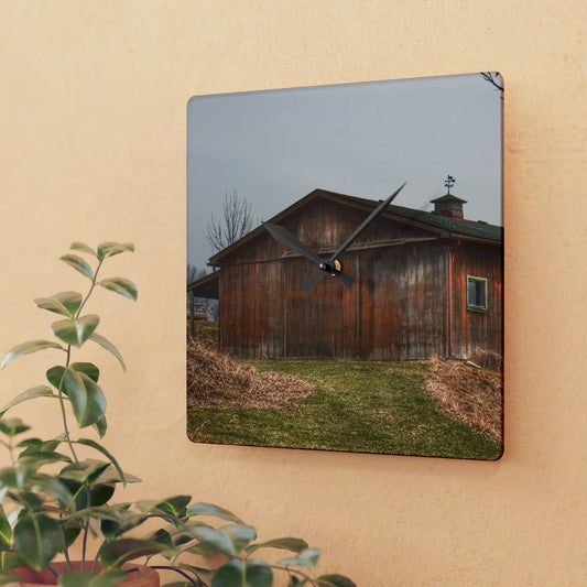 U R There Photography Blood Road Rusted Rustic Farmhouse Acrylic Analog Wall Clock