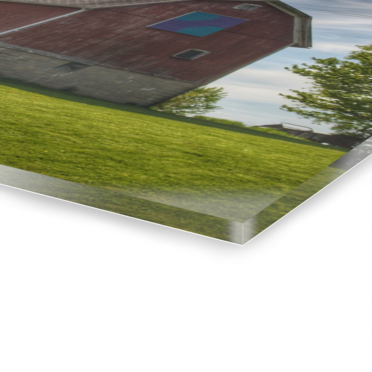 U R There Photography Mertz Road Quilted Red Rustic Farmhouse Acrylic Wall Print