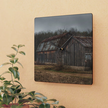 U R There Photography Arbela Road Greys Rustic Farmhouse Acrylic Analog Wall Clock
