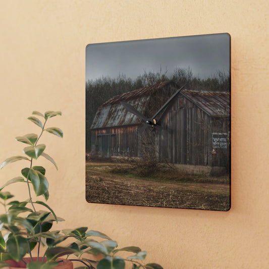 U R There Photography Arbela Road Greys Rustic Farmhouse Acrylic Analog Wall Clock