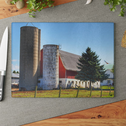 U R There Photography Hunters Creek Road Cow Barn I Rustic Farmhouse Tempered-Glass-Cutting Board