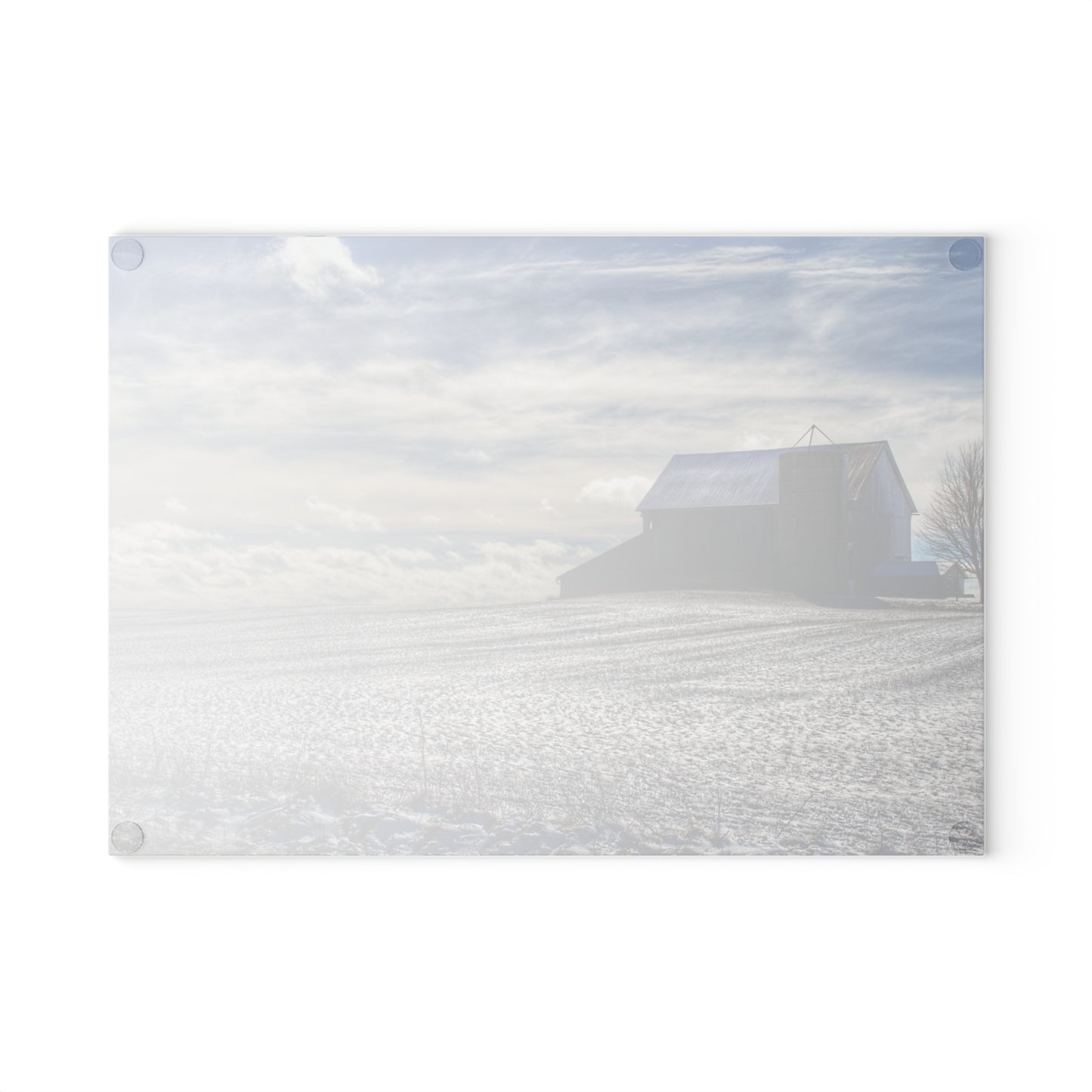 U R There Photography Early Spring Grey I Rustic Farmhouse Tempered-Glass Cutting Board