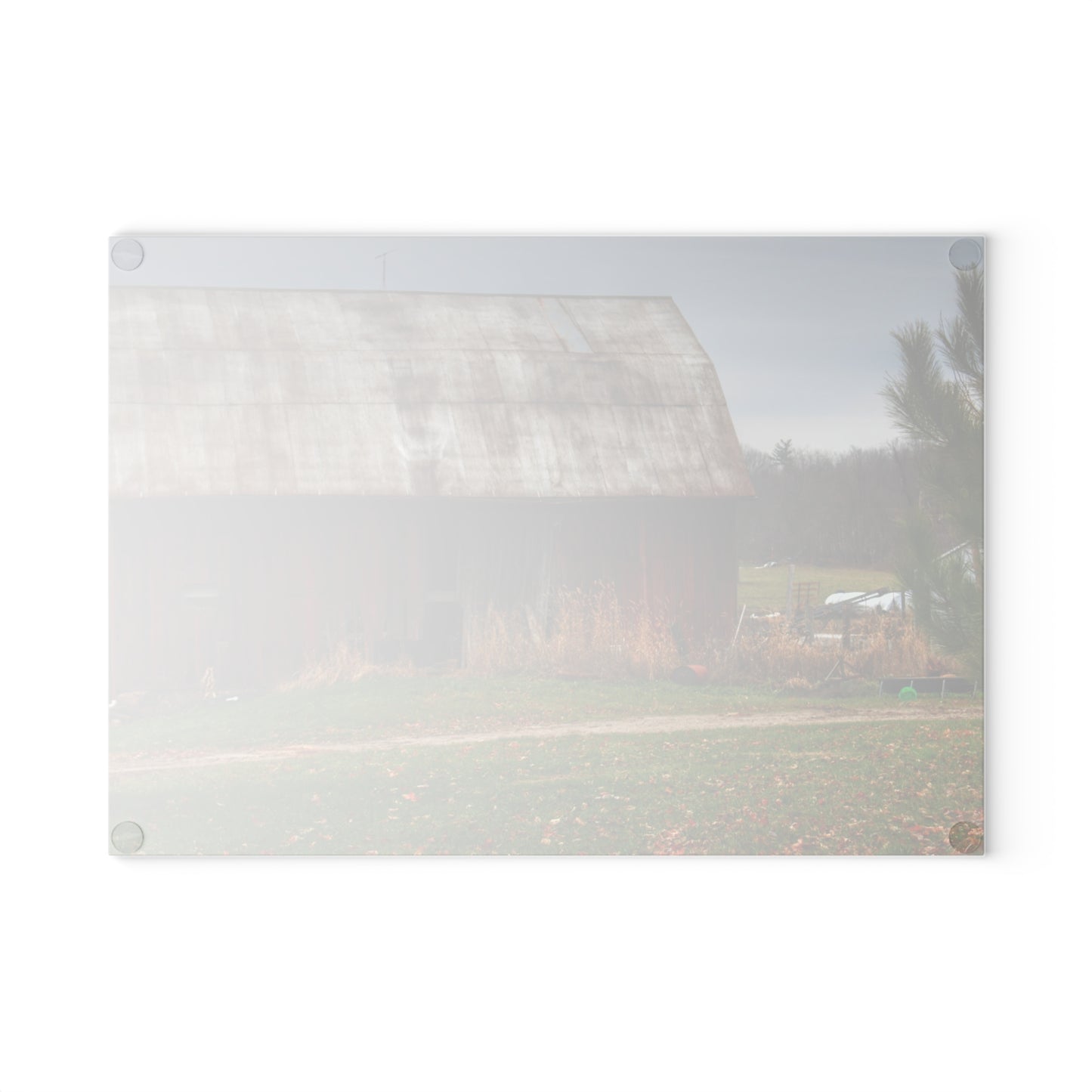 U R There Photography Castle Road Relic Red Rustic Farmhouse Tempered-Glass Cutting Board